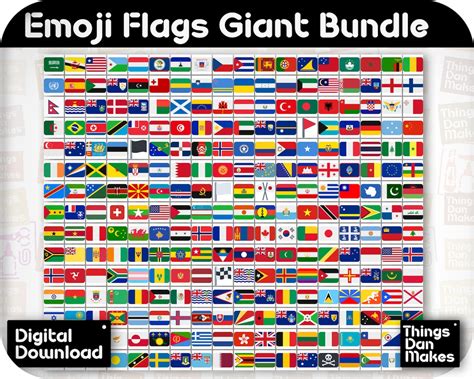 Flags of the World Emojis Bundle, ALL Official Country Flag Emojis Plus Pirate Flag, SVG, Png ...