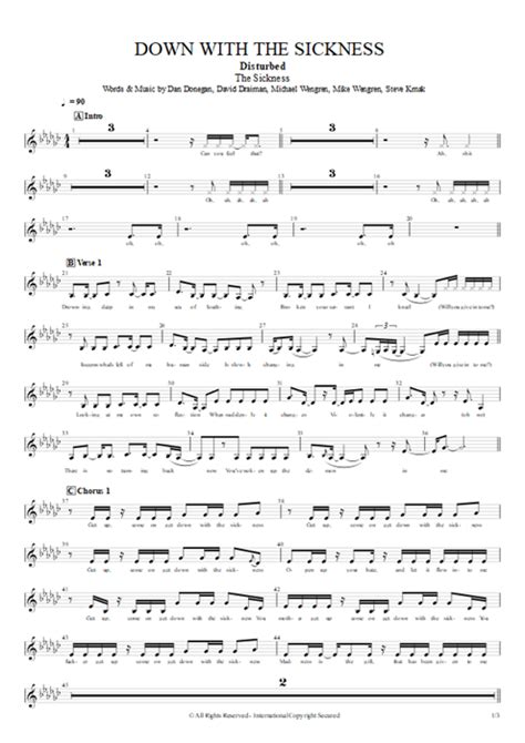 Down With The Sickness Tab by Disturbed (Guitar Pro) - Full Score ...