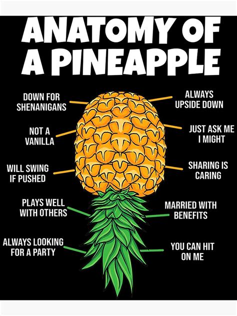 "Anatomy Of A Pineapple Swinger Funny Upside Down Pineapple" Poster for ...