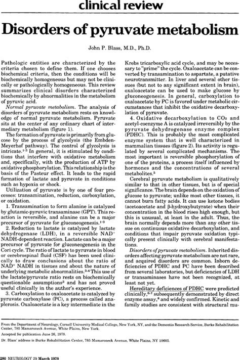 Disorders of pyruvate metabolism | Neurology