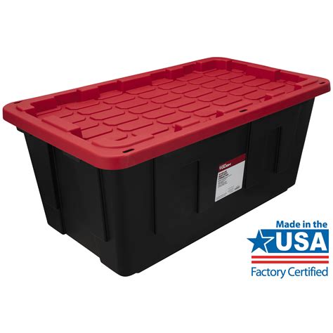 Hyper Tough - 40 Gallon Snap Lid Plastic Storage Tote Bin, Black Base/Red Lid - Walmart.com