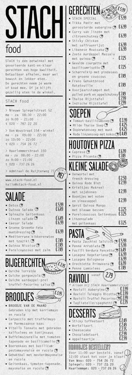 STACH food - Home | Menukaarten, Menu restaurant, Menu ontwerp