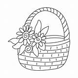Wicker basket Decorated With Leaves And Flowers Hand Drawn Vector  sketch template