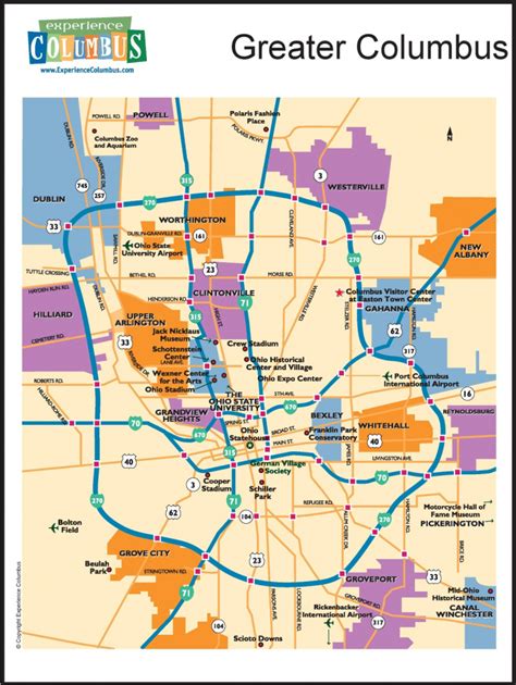 Columbus Street Map - Street Map Of Columbus Ohio (Ohio - Usa) regarding Printable Map Of ...