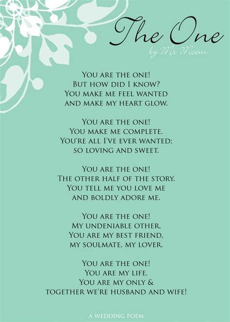 The One | A Wedding Poem | Ms Moem | Poems. Life. Etc.