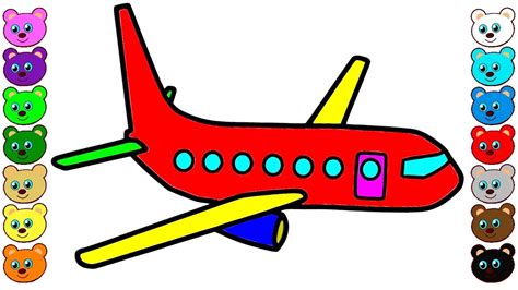 Coloring for Kids with Aircraft - Airplane Colors Fun for Kids Learn ...