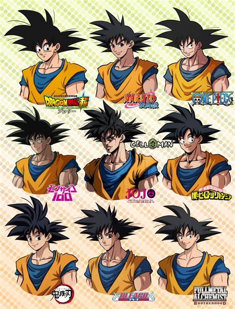 Drew Goku in 9 different art-styles. : r/dbz