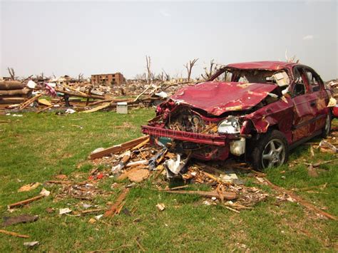 Tornado damage wrecked car editorial photography. Image of dangerous - 51108022