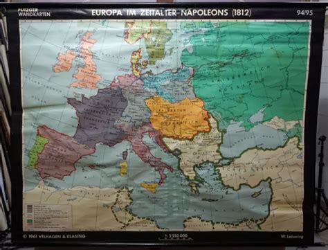 EUROPEAN MURAL MAP 1812 Influence of Napoleon Wall Chart Poster £172.88 - PicClick UK