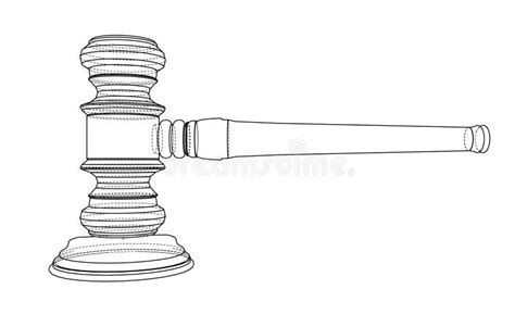 3D Outline Gavel. Vector Rendering of 3d Stock Vector - Illustration of ...