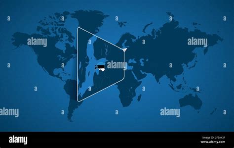 Detailed world map with pinned enlarged map of Estonia and neighboring ...