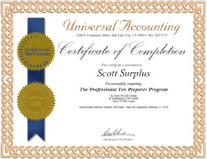 Tax Preparation Certification Course | Universal Accounting School