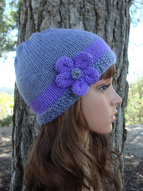 DIY Knitting PATTERN 5: Knit Hat With Knit Flower Pattern, Includes 4 ...