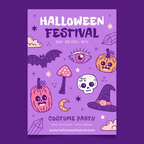 Premium Vector | Halloween hand drawn vintage vertical poster template