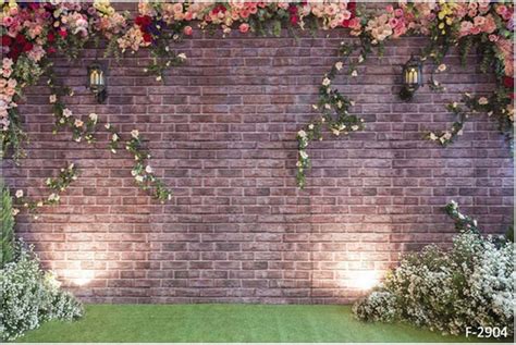 2019 10x6ft Vintage Brick Flower Wall Backdrop Wedding Light Romantic ...