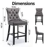 Glavbiku Modern Velvet Bar Stools Set of 2,Upholstered Chairs for Dining Room with Button ...