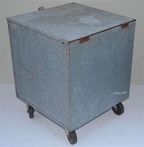 Galvanized Steel Bin with Lid on Wheels at 1stDibs | galvanized box ...