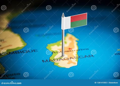 Madagascar Marked with a Flag on the Map Stock Image - Image of identification, marked: 138141005