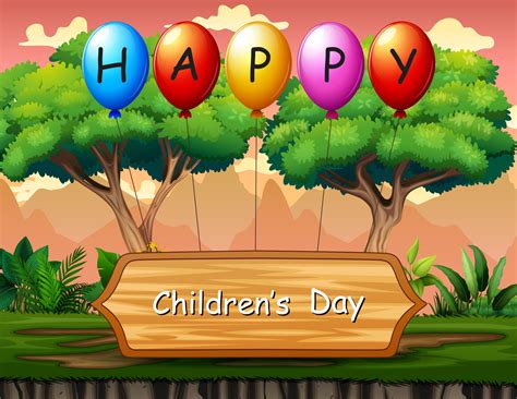 Happy Children's Day text background with nature background 6413810 ...