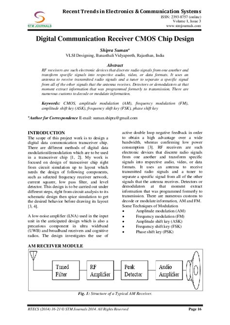 (PDF) Digital Communication Receiver CMOS Chip Design | Shipra Suman ...