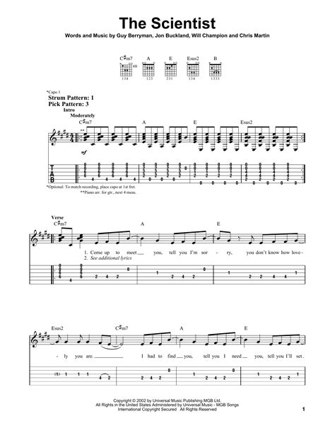 The Scientist by Coldplay - Easy Guitar Tab - Guitar Instructor