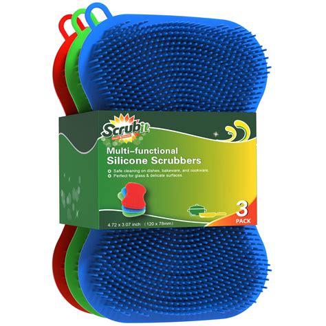 Silicone Scrubbing Pad Sponges by SCRUBIT - Real Silicon Non Scratch Kitchen Scrubber - Non ...