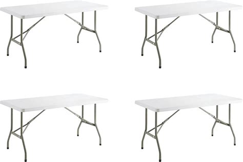 Amazon.com: 4 Pack 5-feet X 30" Heavy-Duty Granite White Plastic Folding Table 5 Ft Folding ...