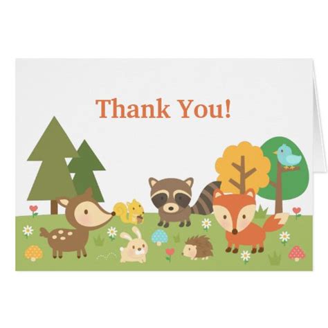 Cute Woodland Animal Thank You Card | Zazzle