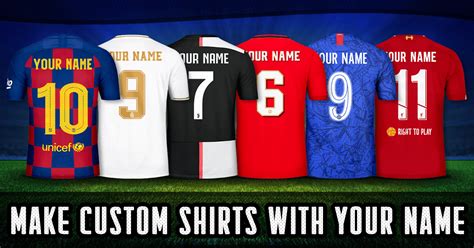 Create custom football shirts with your Name. Football shirt maker.