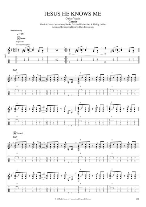 Jesus He Knows Me by Genesis - Guitar & Vocals Guitar Pro Tab | mySongBook.com