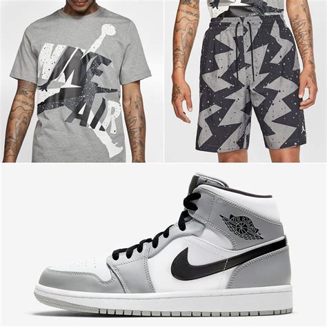 Air Jordan 1 Mid Smoke Grey Shirt Shorts Outfit | SneakerFits.com