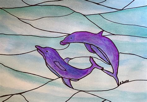 Purple Dolphin Abstract Painting by Anne Sands - Pixels