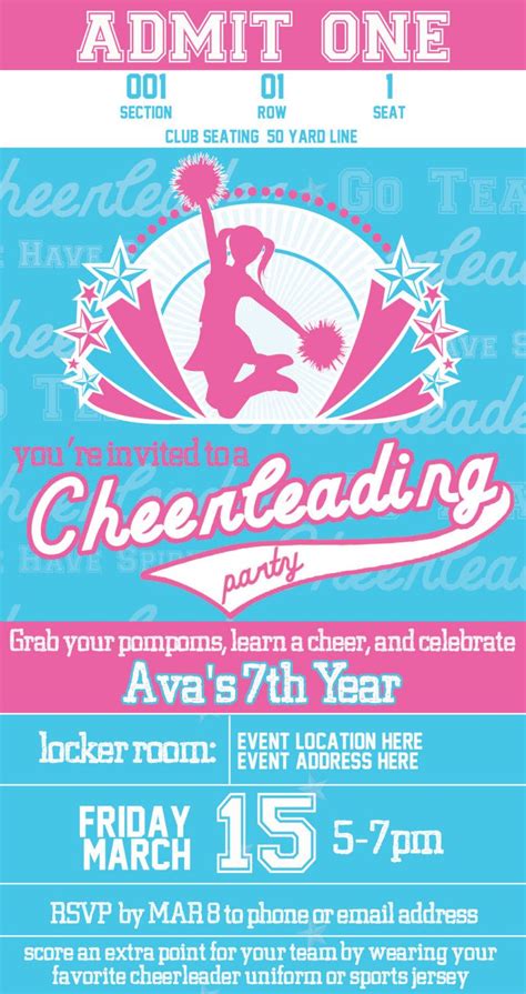 Pin by Pamela Cantor on Invitations | Cheerleading party, Cheerleading birthday invitations ...