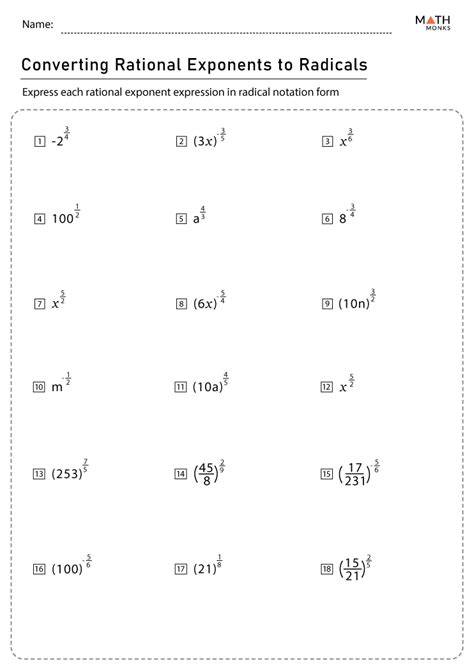 Worksheet Rational Exponents - Worksheets For Kindergarten