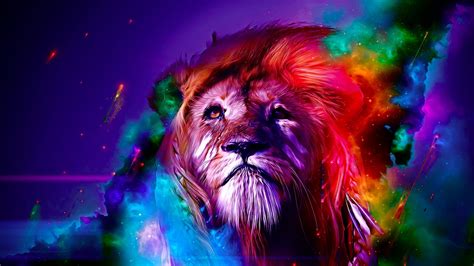 Wild animal - colourful leon Wallpaper Download 5120x2880