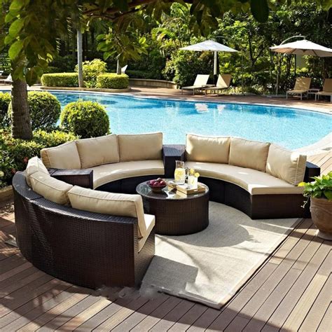 Low Back Curved Sectional Sofa for Outdoor | Outdoor wicker seating, Outdoor furniture sets ...