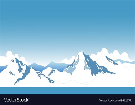 Beauty snow mountain cartoon Royalty Free Vector Image