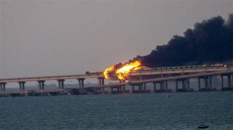 Video: Kerch Strait Bridge Damaged in Massive Explosion