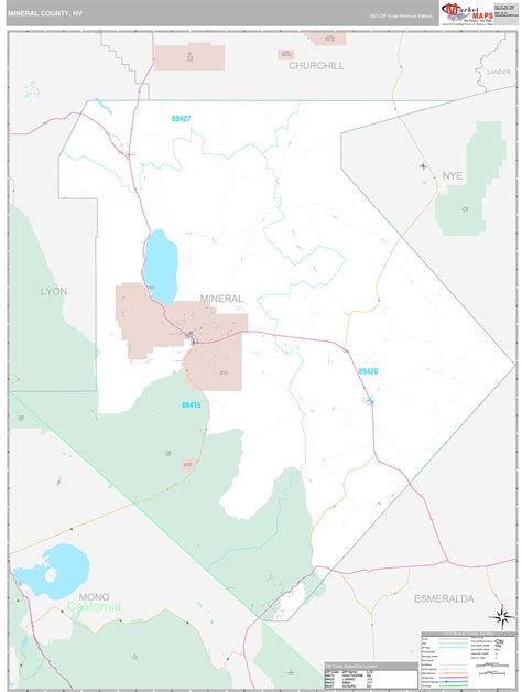 Mineral County, NV Wall Map Premium Style by MarketMAPS