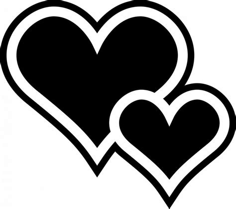 Two Hearts | Clipart black and white, Heart drawing, Heart stencil