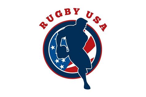 Rugby Player Running with United States Flag