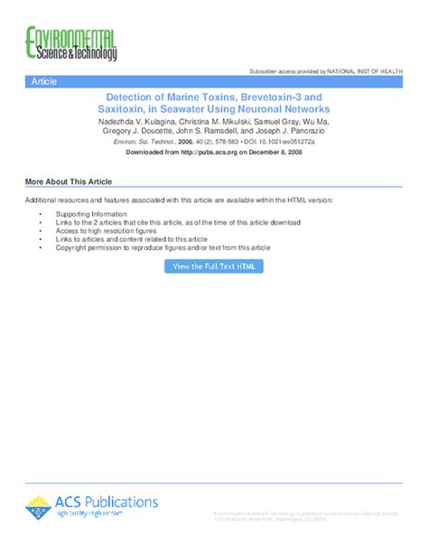 (PDF) Detection of Marine Toxins, Brevetoxin-3 and Saxitoxin, in ...