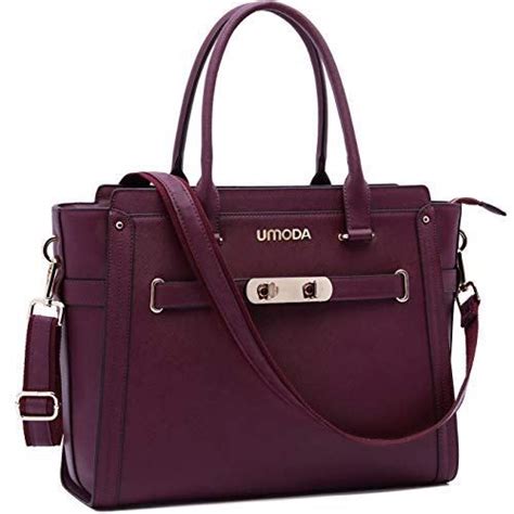 UMODA Laptop Bag for Women,15.6 Inch Multi Pocket Padded Laptop Tote Bag,Padlock Design Computer ...