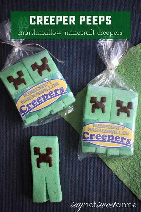 Minecraft Marshmallow Creeper Peeps Easy DIY Recipe