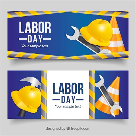 Free Vector | Happy labor day banners with tools