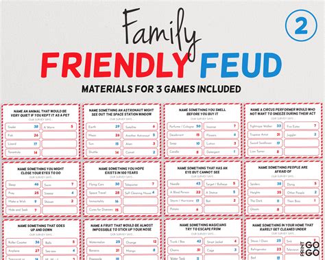 Friendly Feud Game Bundle Family Feud Quiz Family Game | Etsy