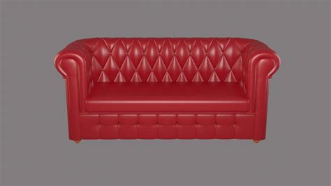 Chesterfield leather sofa red 3D model - TurboSquid 1886891