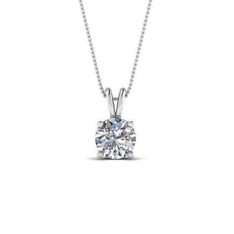 0.75 Ct. Round Single Diamond Necklace In 18K White Gold | Fascinating Diamonds