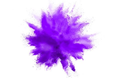 Premium Photo | Purple powder explosion isolated on white.