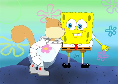 Sandy kissing SpongeBob redo by iedasb on DeviantArt